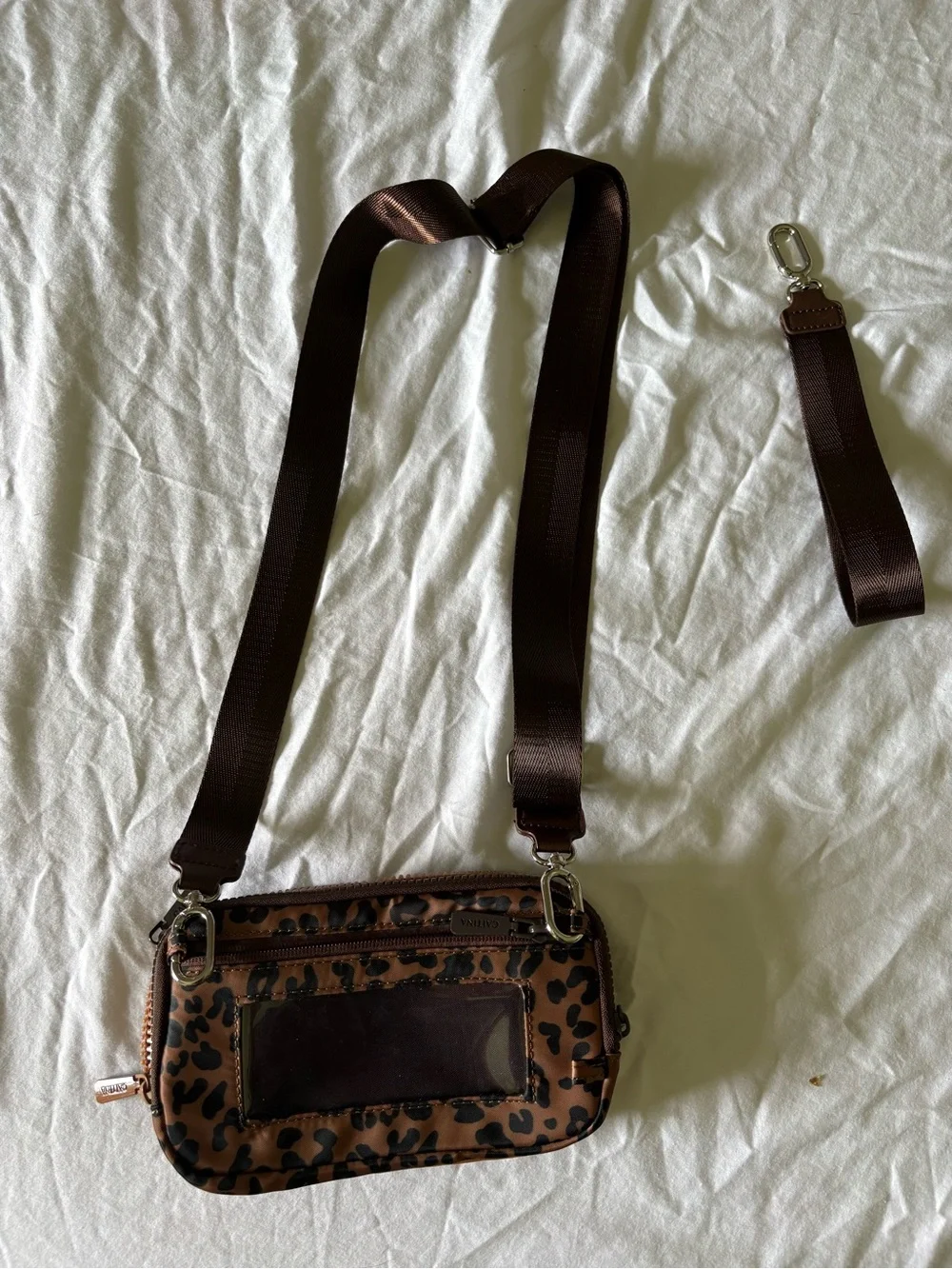 Leopard Print Brown Wristlet Clutch